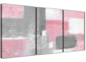 Next Set of 3 Piece Blush Pink Grey Painting Living Room Canvas Pictures Accessories - Abstract 3378 - 126cm Set of Prints
