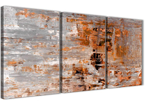 Next Set of 3 Panel Burnt Orange Grey Painting Kitchen Canvas Wall Art Accessories - Abstract 3415 - 126cm Set of Prints