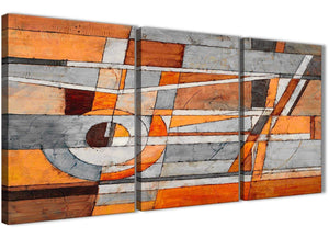 Next Set of 3 Piece Burnt Orange Grey Painting Office Canvas Pictures Accessories - Abstract 3405 - 126cm Set of Prints