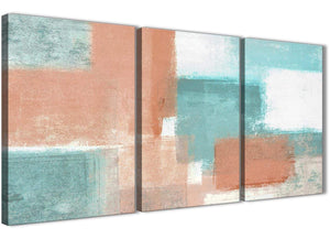 Next Set of 3 Piece Coral Turquoise Living Room Canvas Wall Art Accessories - Abstract 3366 - 126cm Set of Prints