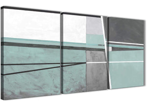 Next Set of 3 Panel Duck Egg Blue Grey Painting Living Room Canvas Pictures Decor - Abstract 3396 - 126cm Set of Prints