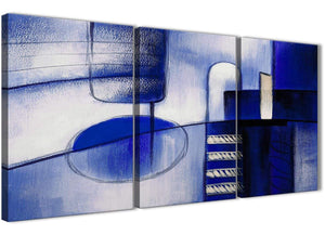 Next Set of 3 Part Indigo Blue Cream Painting Kitchen Canvas Wall Art Decor - Abstract 3418 - 126cm Set of Prints