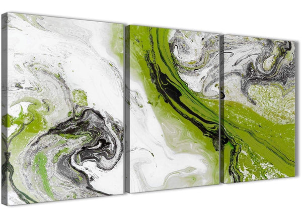 Next Set of 3 Piece Lime Green and Grey Swirl Kitchen Canvas Wall Art Accessories - Abstract 3464 - 126cm Set of Prints