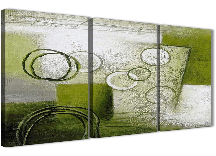 Next Set of 3 Piece Lime Green Painting Kitchen Canvas Wall Art Accessories - Abstract 3434 - 126cm Set of Prints