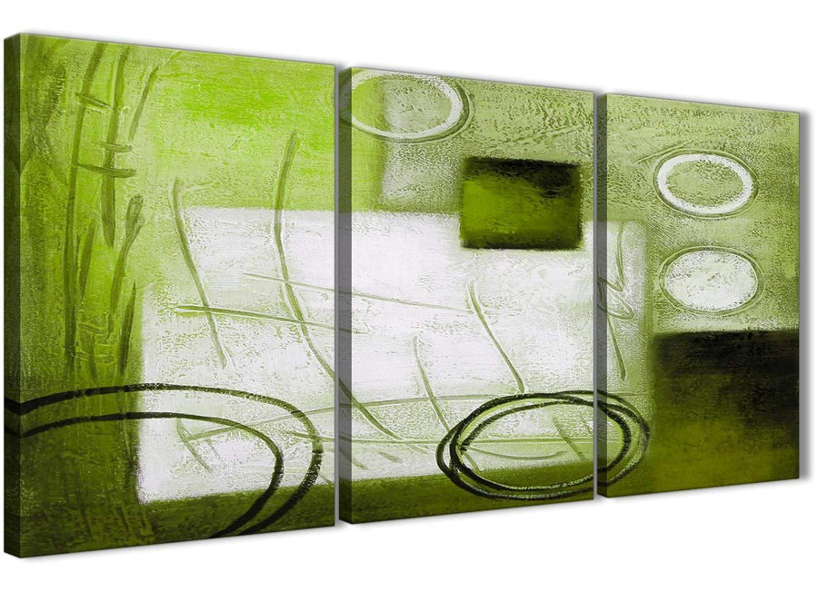 Next Set of 3 Piece Lime Green Painting Kitchen Canvas Pictures Decor - Abstract 3431 - 126cm Set of Prints