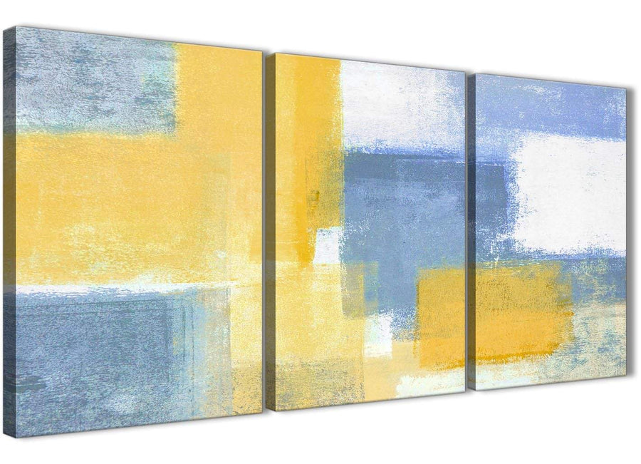 Next Set of 3 Panel Mustard Yellow Blue Kitchen Canvas Wall Art Accessories - Abstract 3371 - 126cm Set of Prints