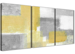 Next Set of 3 Piece Mustard Yellow Grey Bedroom Canvas Wall Art Decor - Abstract 3367 - 126cm Set of Prints