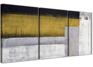 Next Set of 3 Piece Mustard Yellow Grey Painting Office Canvas Wall Art Decor - Abstract 3425 - 126cm Set of Prints