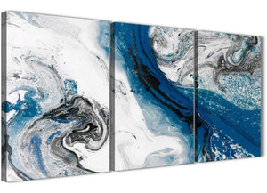 Next Set of 3 Piece Blue and Grey Swirl Dining Room Canvas Pictures Decor - Abstract 3465 - 126cm Set of Prints