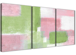 Next Set of 3 Piece Pink Lime Green Green Office Canvas Wall Art Decor - Abstract 3374 - 126cm Set of Prints