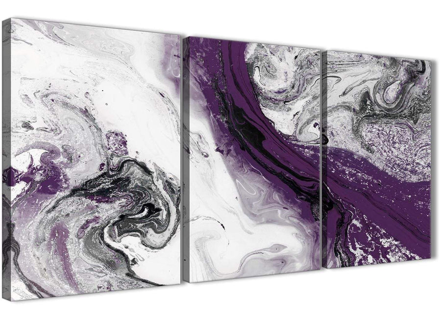 Next Set of 3 Panel Purple and Grey Swirl Office Canvas Wall Art Decor - Abstract 3466 - 126cm Set of Prints