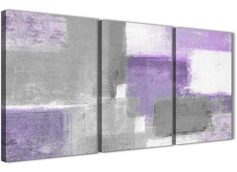 Next Set of 3 Panel Purple Grey Painting Kitchen Canvas Wall Art Accessories - Abstract 3376 - 126cm Set of Prints