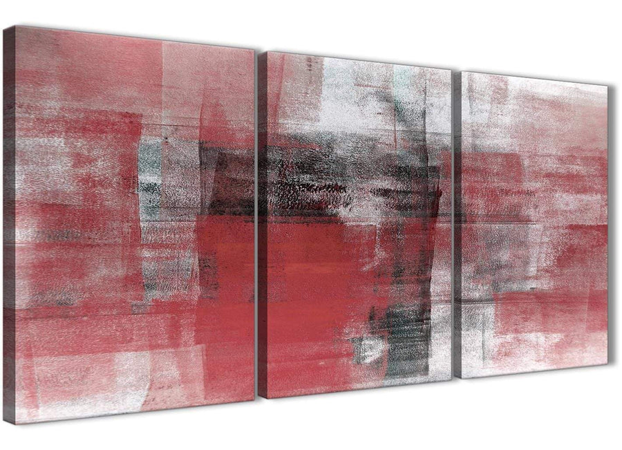 Next Set of 3 Panel Red Black White Painting Living Room Canvas Pictures Accessories - Abstract 3397 - 126cm Set of Prints