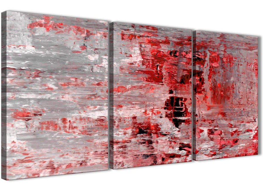 Next Set of 3 Panel Red Grey Painting Kitchen Canvas Wall Art Accessories - Abstract 3414 - 126cm Set of Prints