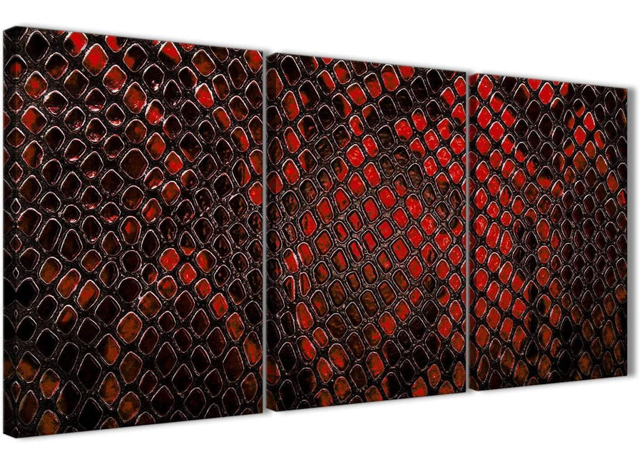 Next Set of 3 Panel Red Snakeskin Animal Print Kitchen Canvas Pictures Accessories - Abstract 3476 - 126cm Set of Prints