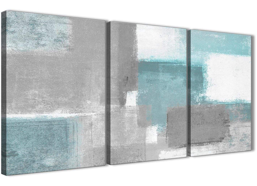 Next Set of 3 Piece Teal Grey Painting Kitchen Canvas Pictures Accessories - Abstract 3377 - 126cm Set of Prints