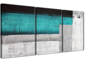 Next Set of 3 Piece Teal Turquoise Grey Painting Dining Room Canvas Pictures Accessories - Abstract 3429 - 126cm Set of Prints