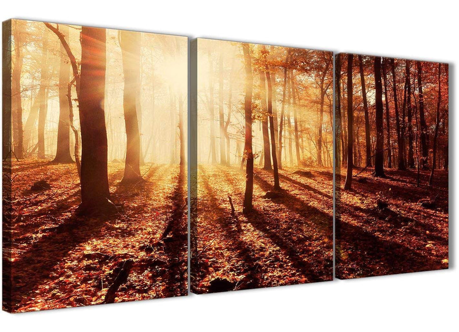 Next Set of 3 Part Trees Canvas Art Prints Autumn Leaves Forest Scenic Landscapes - 3386 Orange 126cm Set of Prints