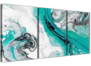 Next Set of 3 Piece Turquoise and Grey Swirl Dining Room Canvas Wall Art Accessories - Abstract 3460 - 126cm Set of Prints
