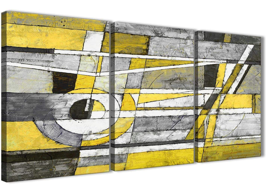 Next Set of 3 Piece Yellow Grey Painting Kitchen Canvas Pictures Accessories - Abstract 3400 - 126cm Set of Prints