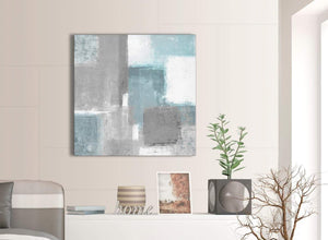 Next Teal Grey Painting Abstract Dining Room Canvas Pictures Decorations 1s377l - 79cm Square Print