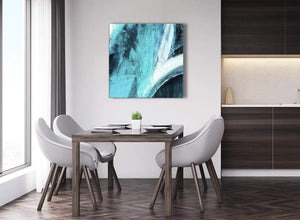 Next Turquoise and White - Abstract Dining Room Canvas Pictures Accessories 1s448l - 79cm Square Print