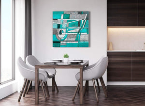 Next Turquoise Grey Painting Abstract Hallway Canvas Wall Art Accessories 1s403l - 79cm Square Print