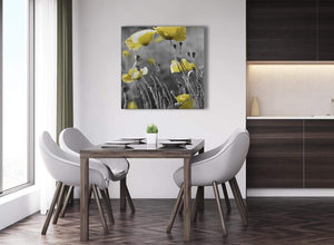 Next Yellow Grey Poppy Flower - Poppies Floral Canvas Abstract Hallway Canvas Pictures Decorations 1s258l - 79cm Square Print