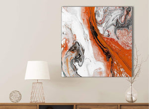 Orange and Grey Swirl Bathroom Canvas Wall Art Accessories - Abstract 1s461s - 49cm Square Print