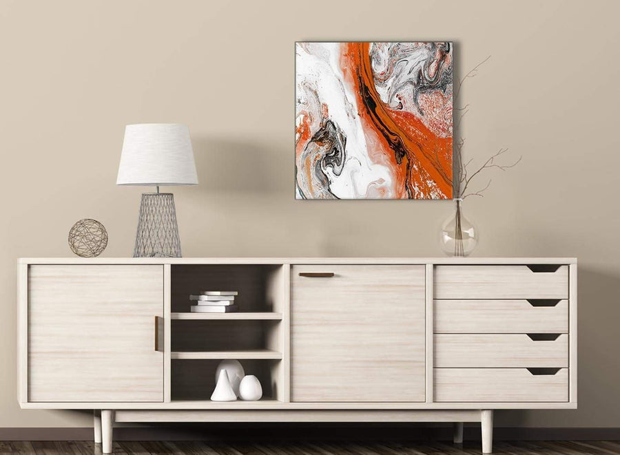 Orange and Grey Swirl Stairway Canvas Pictures Decor - Abstract 1s461m - 64cm Square Print