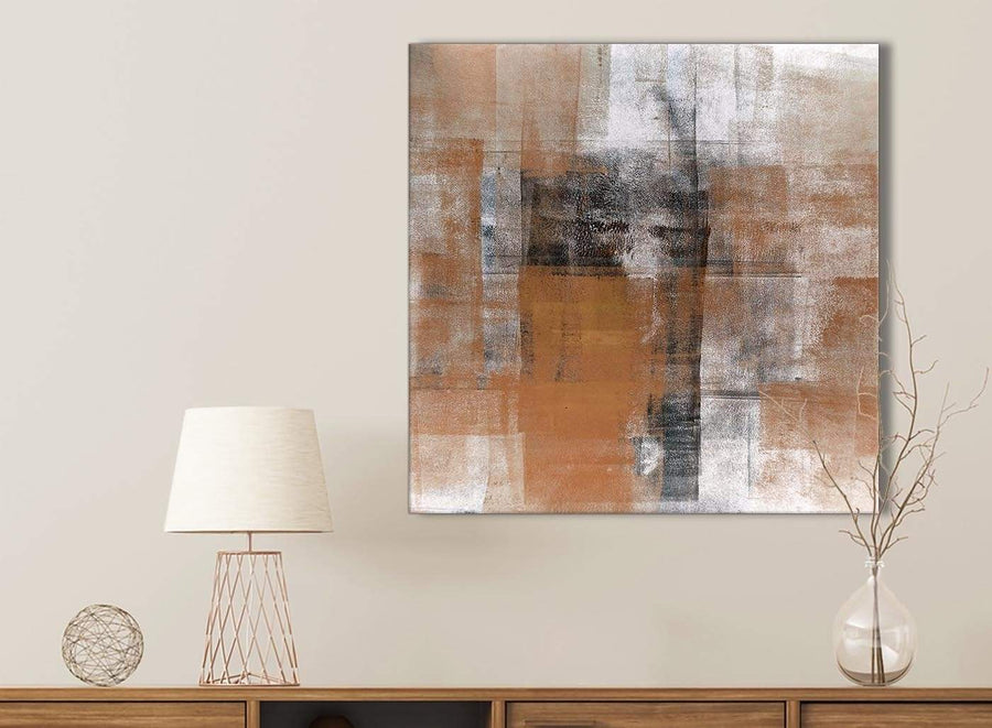 Orange Black White Painting Bathroom Canvas Pictures Accessories - Abstract 1s398s - 49cm Square Print