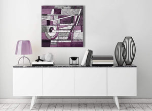 Contemporary Aubergine Grey White Painting Kitchen Canvas Wall Art Decorations - Abstract 1s406m - 64cm Square Print