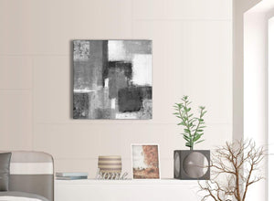 Contemporary Black White Grey Hallway Canvas Pictures Decor - Abstract 1s368m - 64cm Square Print