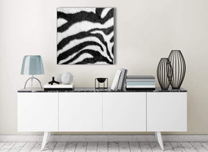 Contemporary Black White Zebra Animal Print Stairway Canvas Pictures Decor - Abstract 1s471m - 64cm Square Print