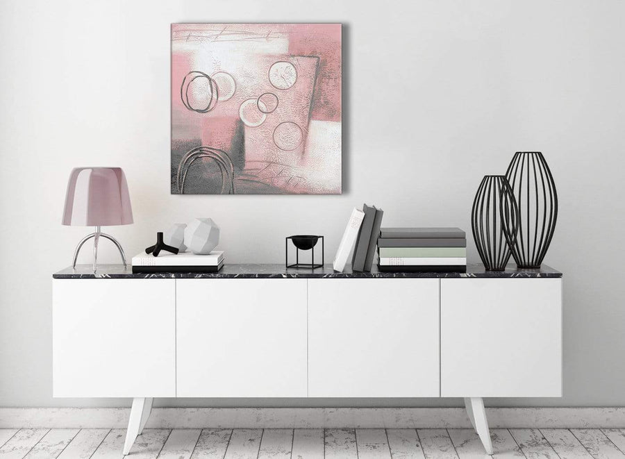Contemporary Blush Pink Grey Painting Living Room Canvas Pictures Decorations - Abstract 1s433m - 64cm Square Print