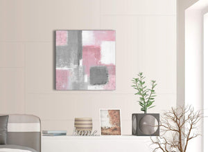 Contemporary Blush Pink Grey Painting Living Room Canvas Wall Art Decorations - Abstract 1s378m - 64cm Square Print