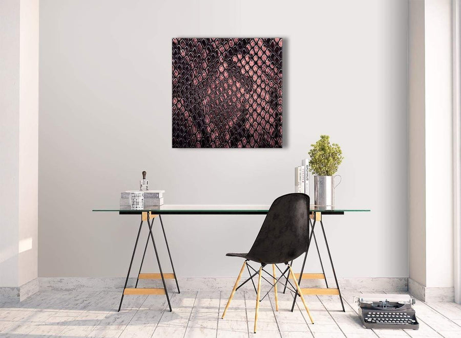 Contemporary Blush Pink Snakeskin Animal Print Kitchen Canvas Pictures Decorations - Abstract 1s473m - 64cm Square Print