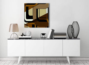 Contemporary Brown Cream Painting Living Room Canvas Pictures Decor - Abstract 1s413m - 64cm Square Print