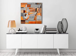 Contemporary Burnt Orange Grey Painting Kitchen Canvas Pictures Decorations - Abstract 1s405m - 64cm Square Print