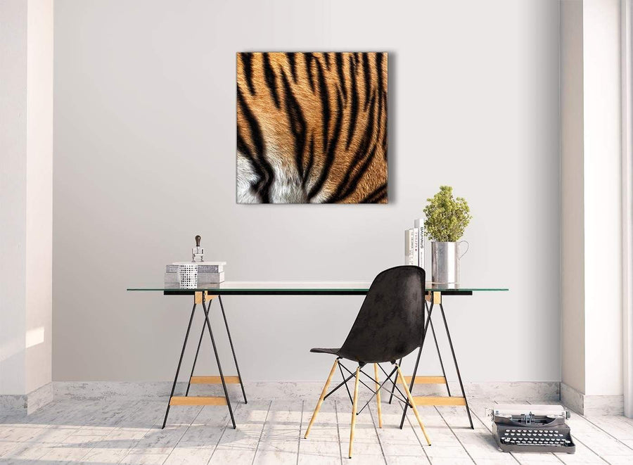 Contemporary Canvas Art Print Tiger Animal Print - 1s472m - 64cm Square Picture