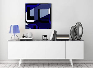 Contemporary Indigo Navy Blue Painting Living Room Canvas Wall Art Decorations - Abstract 1s411m - 64cm Square Print