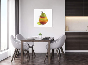 Contemporary Kitchen Canvas Wall Art Sliced Fruit - Pear Shape Food Stack - 1s482m - 64cm Square Picture