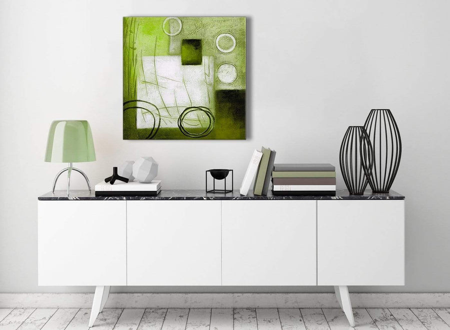 Contemporary Lime Green Painting Living Room Canvas Pictures Decor - Abstract 1s431m - 64cm Square Print