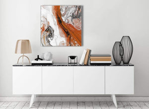 Contemporary Orange and Grey Swirl Stairway Canvas Pictures Decor - Abstract 1s461m - 64cm Square Print