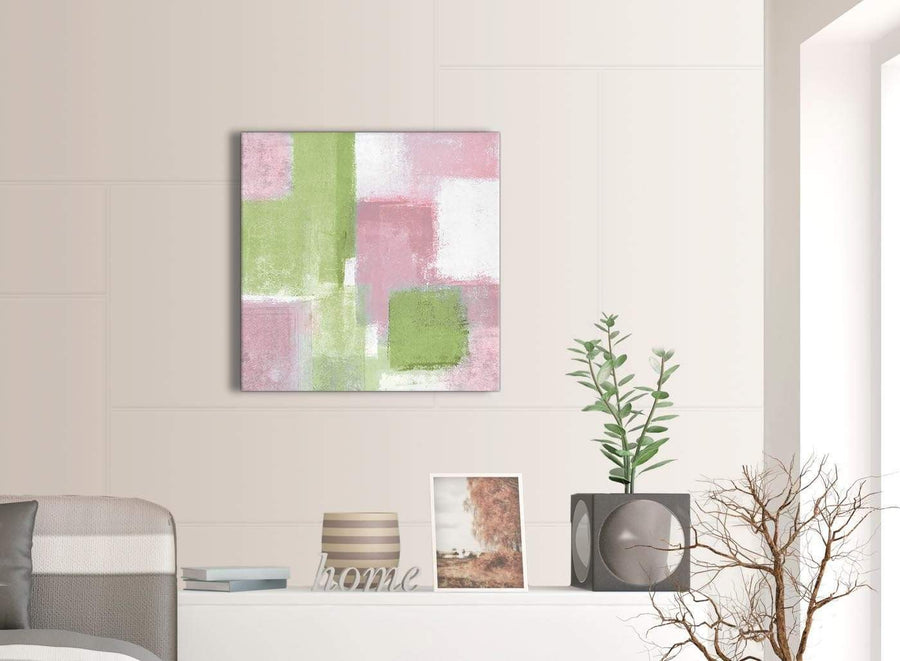 Contemporary Pink Lime Green Green Living Room Canvas Pictures Decorations - Abstract 1s374m - 64cm Square Print