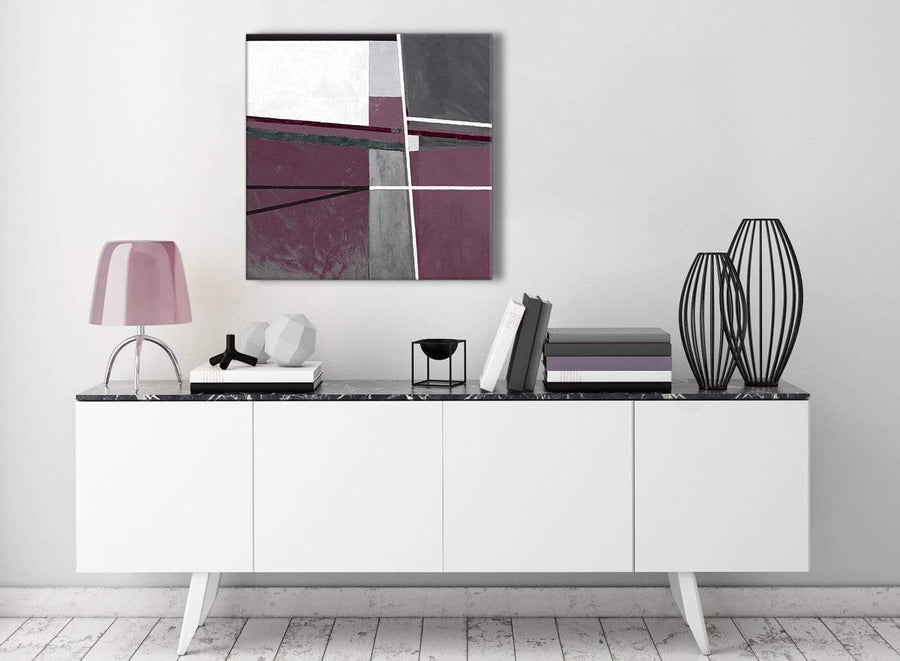 Contemporary Plum Purple Grey Painting Hallway Canvas Wall Art Decorations - Abstract 1s391m - 64cm Square Print