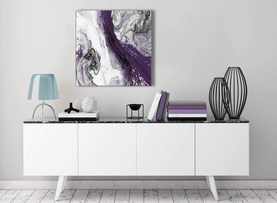 Contemporary Purple and Grey Swirl Stairway Canvas Wall Art Decorations - Abstract 1s466m - 64cm Square Print