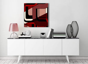 Contemporary Red Black Painting Living Room Canvas Wall Art Decor - Abstract 1s410m - 64cm Square Print