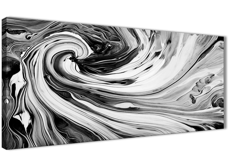 Oversized Black White Grey Swirls Modern Abstract Canvas Wall Art Modern 120cm Wide 1354 For Your Kitchen