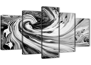 Oversized Extra Large Black White Grey Swirls Modern Abstract Canvas Wall Art Split 5 Piece 160cm Wide 5354 For Your Kitchen